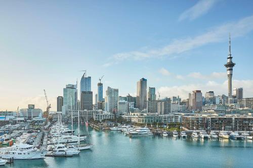 オークランドにあるPark Hyatt Aucklandの港に停泊する船団