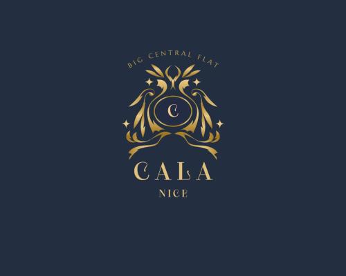 a logo for a new central hair salon called cala nike at BIG FLAT - LE CALA - Hypercentre - 4 chambres, 13 personnes, proche plage gare et parking, WIFI, Air Conditioning l GROUPE l BUSINESS l FAMILLE in Nice