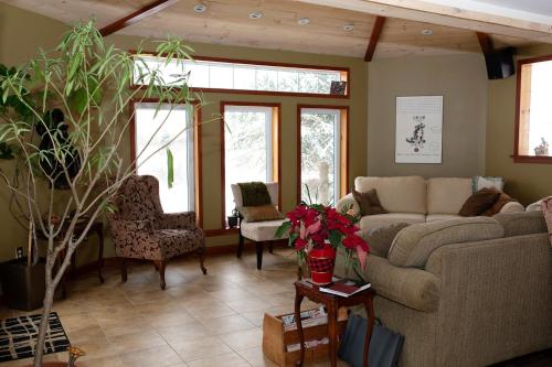 A seating area at Rustic Farmhouse in Gaspereau Valley Wine Country!