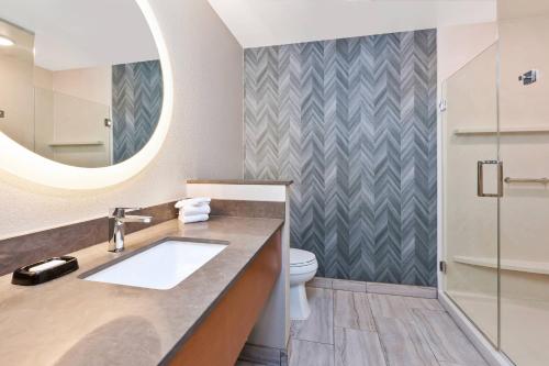 bagno con lavandino, servizi igienici e specchio di Fairfield Inn & Suites by Marriott Kalamazoo a Kalamazoo