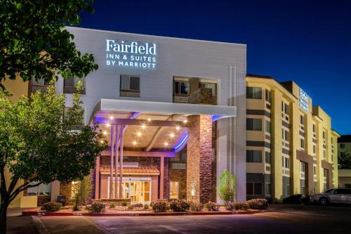 a building with a sign that reads finished inn and suites by marriott at Fairfield Inn & Suites by Marriott Albuquerque Airport in Albuquerque