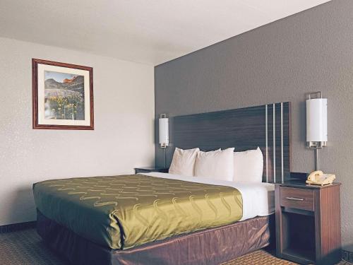 Quality Inn Durango في دورانجو: غرفه فندقيه سرير كبير بغرفه