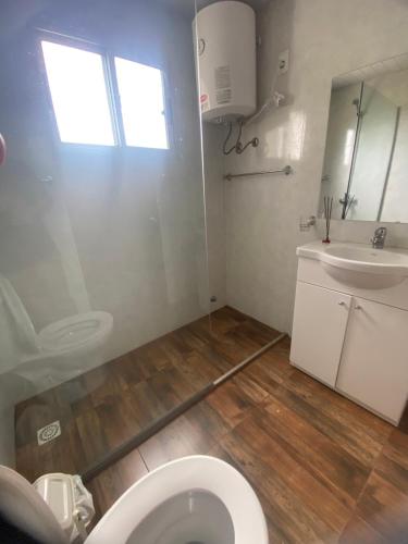 bagno con servizi igienici e lavandino di Casa pet friendly, se reserva con seña a Piriápolis