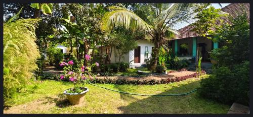 una casa con un tubo da giardino nel cortile di Dutch Square Hostel a Alleppey