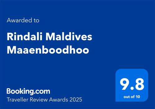 Sertifikat, penghargaan, tanda, atau dokumen yang dipajang di Rindali Maldives Maaenboodhoo - The speedboat from Male to the hotel departs from Male at 1130 every Monday, Thursday, and Saturday, and departs from the hotel to Male at 0630