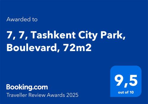 7, 7, Tashkent City Park, Boulevard, 72m2 tesisinde sergilenen bir sertifika, ödül, işaret veya başka bir belge