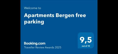 Сертификат, награда, вывеска или другой документ, выставленный в Apartments Bergen free parking