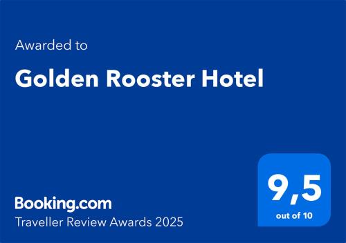 Golden Rooster Hotel في هانوي: لوحة زرقاء مكتوب عليها فندق الديكة الذهبية