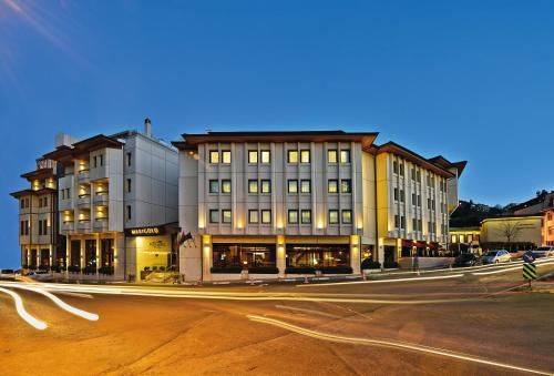 a city street with buildings and a street at Marigold Thermal & Spa Hotel Bursa in Bursa