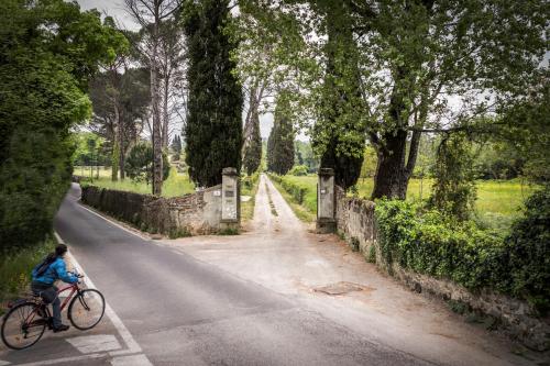 une personne circulant à vélo sur une route dans l'établissement Visconte Apartment, à Florence