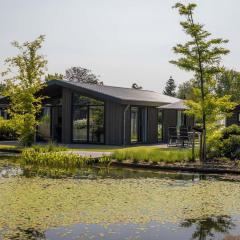 Modern chalet on the pond in a holiday park