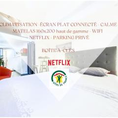 Studio atypique et cosy, classé "Gîte de France" 5min centre, 15min gare, Lit Queen Size "CLIMATISATION, NETFLIX et WIFI, parking, lave vaisselle, boite a clés pour arrivée tardive - Gîtes La Tarine