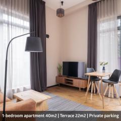 1-bedroom apartment with private parking & terrace