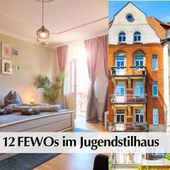 12 FEWOs im Jugendstilhaus mit Aufzug, Terrasse, Kingsize-Bett, Smart-TV, etc