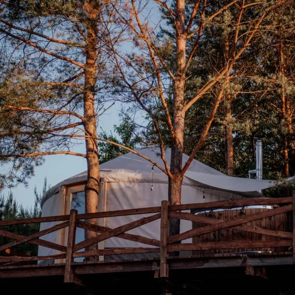 Jurty z widokiem, prywatna balia- DZIKOLAS GLAMPING, hotel en Krasnobród