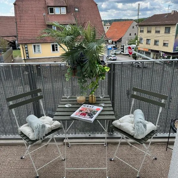 Stilvolles und modernes Appartement mit sonnigem Balkon in Flughafen- und Messenähe 31, viešbutis mieste Leinfeldenas-Echterdingenas