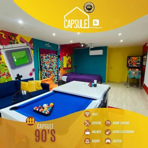 Capsule 90's - Jacuzzi - Sauna - Flipper - Billard - Netflix - Nintendo Switch & Jeux -، فندق في مون