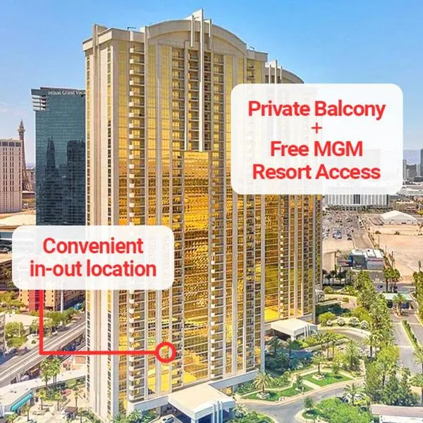 LADY LUCK'S VISTA - Private Balcony - Full Kitchen - Two Full Baths - Jetted Tub - Full MGM Grand Resort Access w No Resort Fee at MGM Signature, hotell i Las Vegas