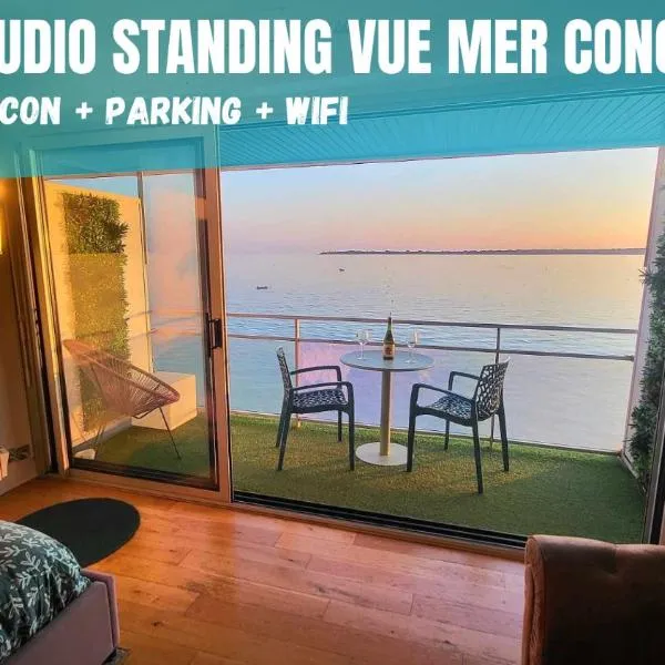 - L'IROIZH - CONCARNEAU - VUE MER PANORAMIQUE - STUDIO STANDING PLAGE DES SABLES BLANCS - PARKING - PANORAMIC SEA VIEW - NEAR THALASSOTHERAPY - Wifi -, hotel sa Concarneau