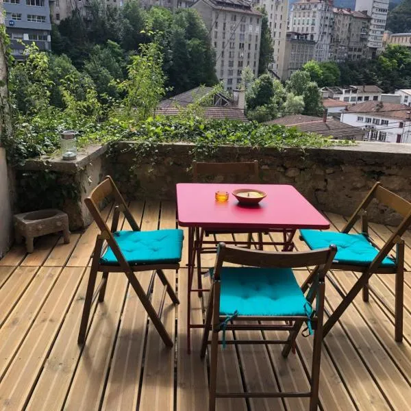 T2 avec terrasse calme et ensoleillée, hotel v mestu Saint-Claude