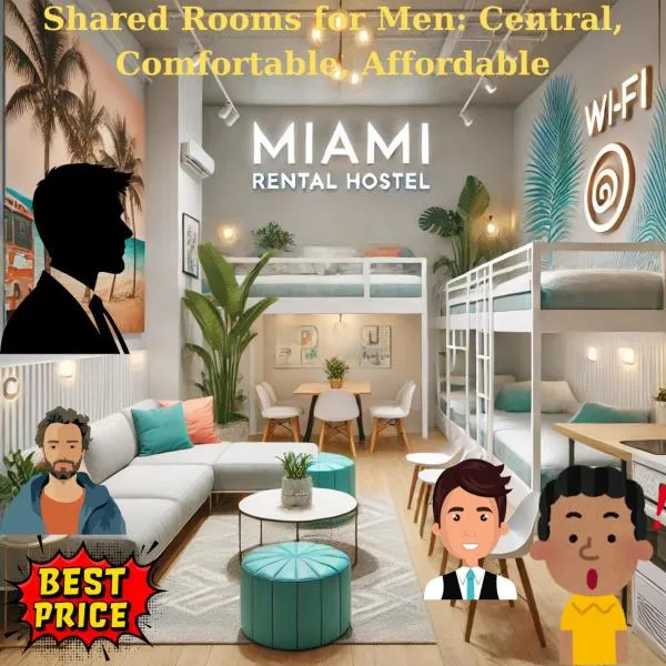 203 Miami Shared Rooms for Men Central Comfortable, Affordable, отель в Майами