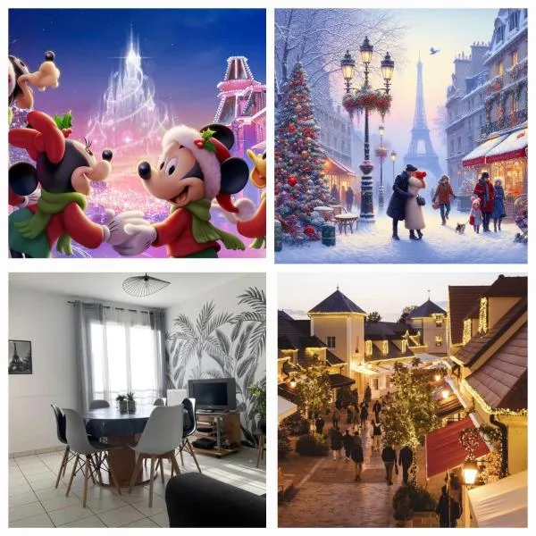 Disney, sunny comfortable 2 bedrooms family apartment, 8 pers, wifi, NETFLIX，位于谢西的酒店