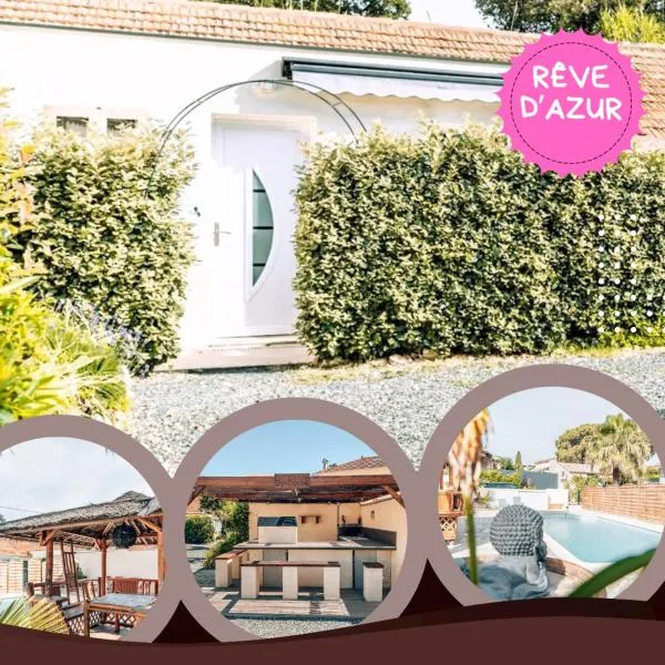 Rêve D'Azur en bord de mer à la Nartelle avec Piscine dans la résidence, Terrasse, BBQ, 2 chambres 2 sdb logement de 35m2 draps inclus, hôtel Sainte-Maxime