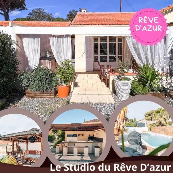 Rêve D'azur en bord de mer, studio avec piscine partagée, parking Barbecue, draps inclus à la Nartelle, hotel Sainte-Maxime