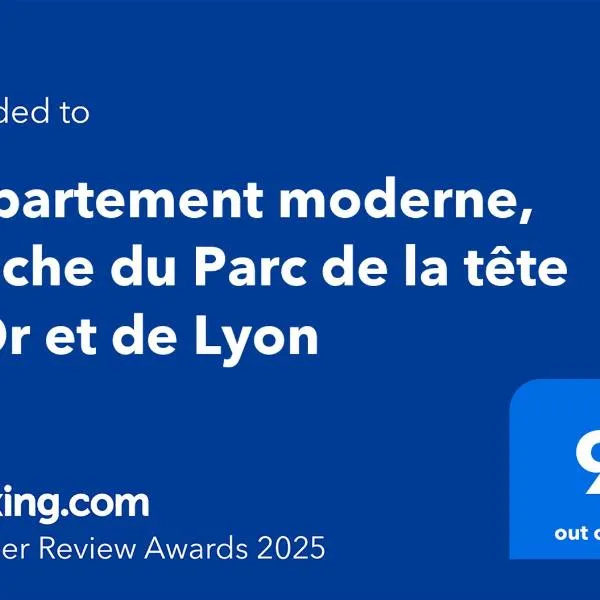 Appartement moderne, proche du Parc de la tête d'Or et de Lyon: Villeurbanne şehrinde bir otel