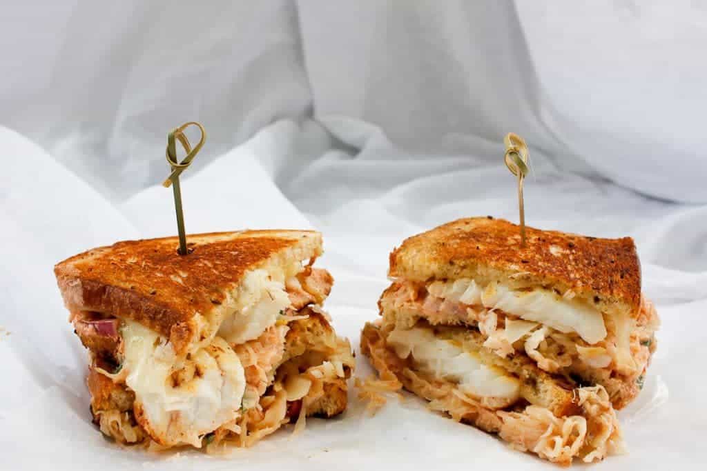 Fish Sandwich Cut in Half.