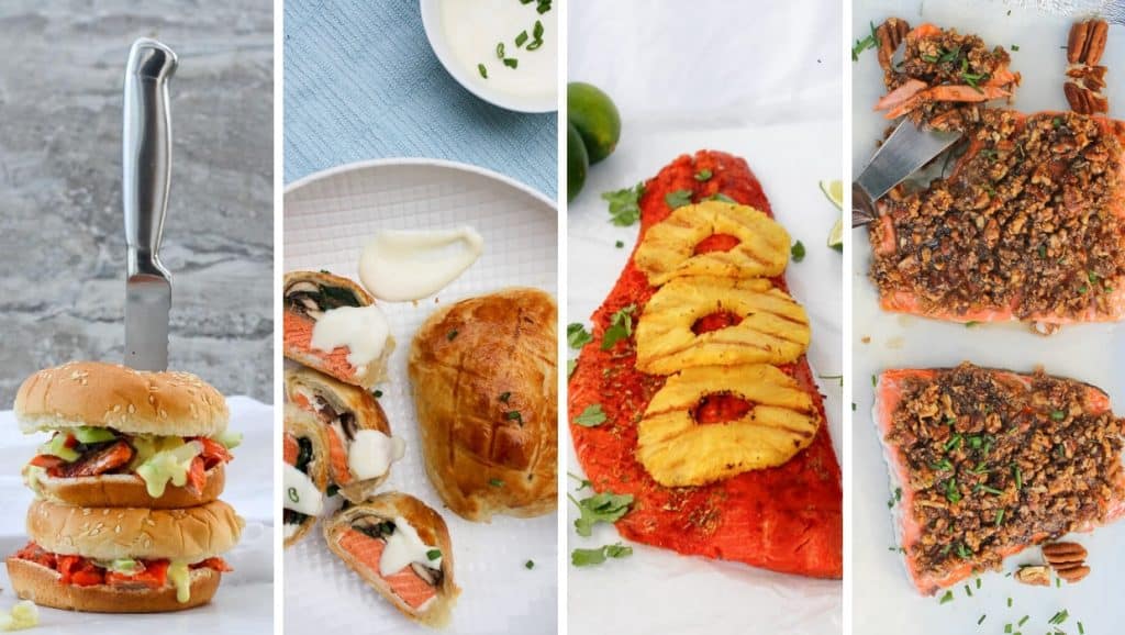 photos of sockeye salmon recipes that can be prepared with wild salmon or farmed salmon.