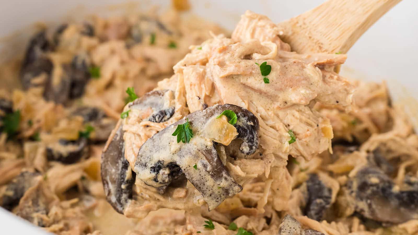 Slow Cooker Chicken Stroganoff recipe by Cheerful Cook.