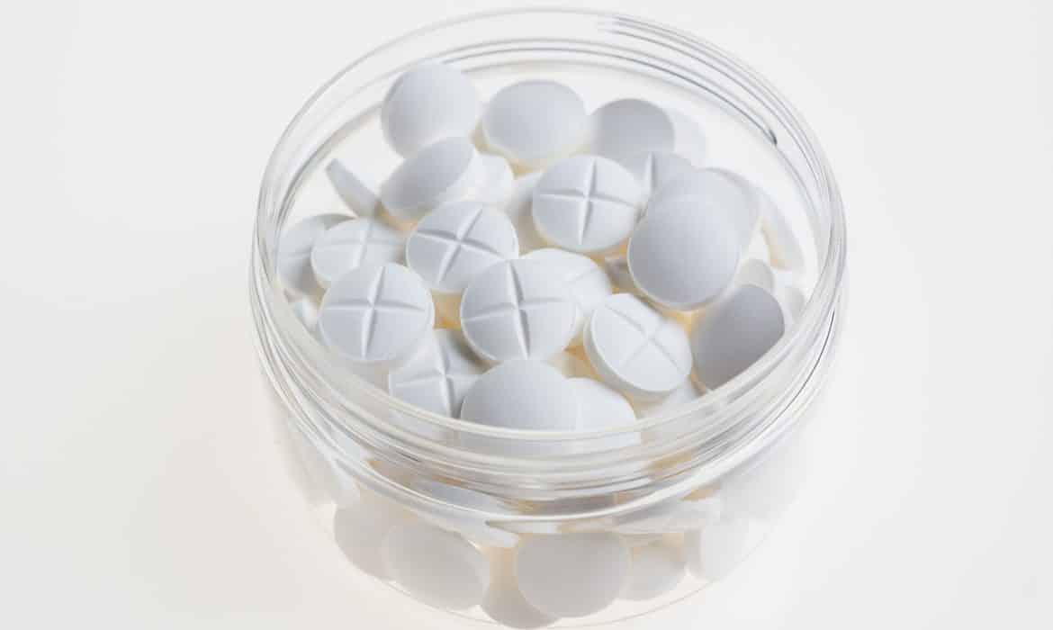 Stool softeners: small jar filled with white pills