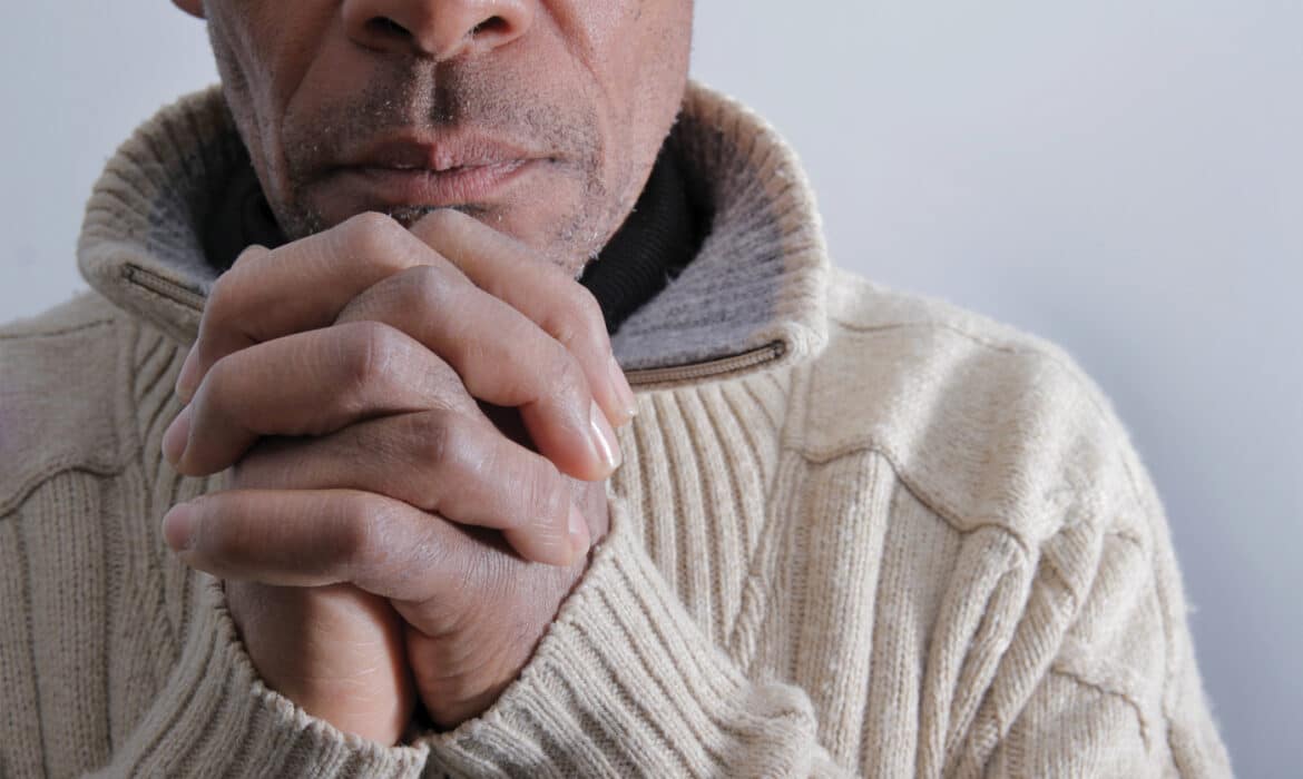 Cropped photo of concerned man with prostate problems considering aquablation therapy