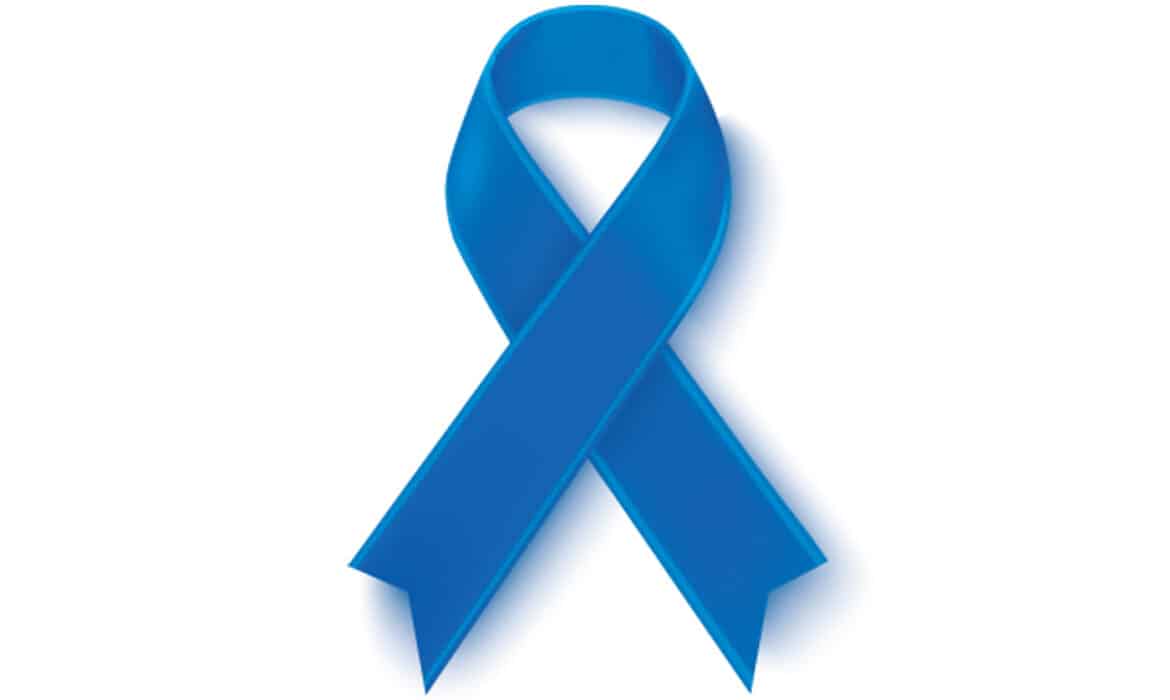 Blue ribbon representing colon cancer awareness