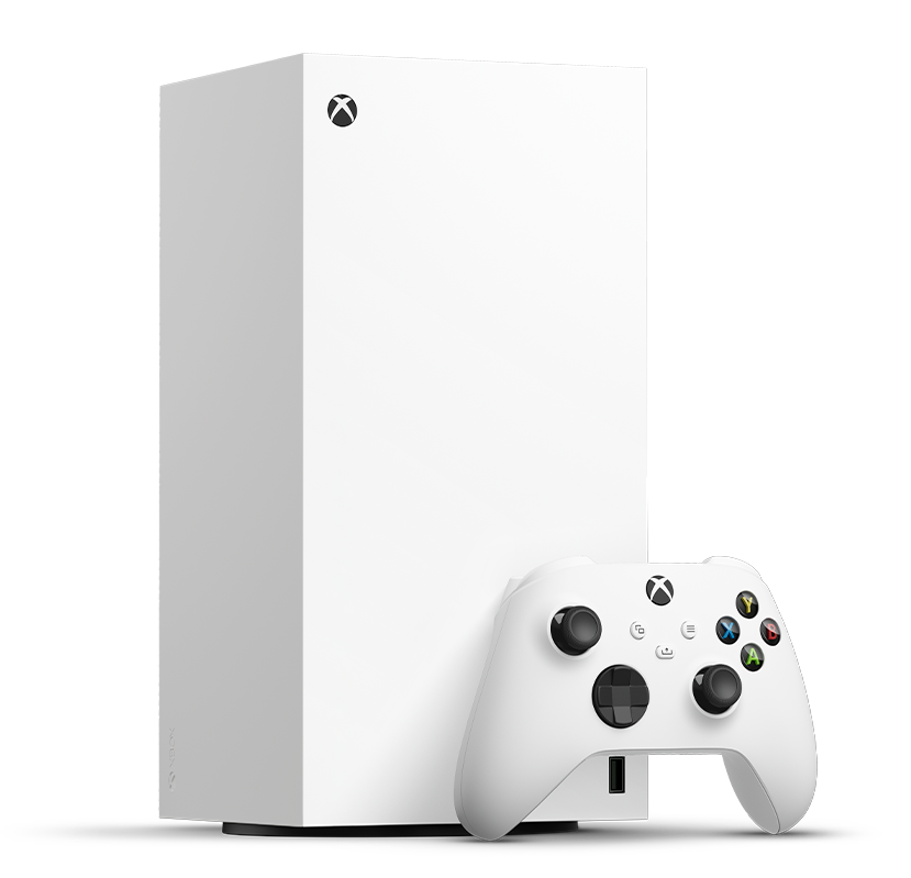 Left angle of the Xbox Series X with an Xbox wireless controller