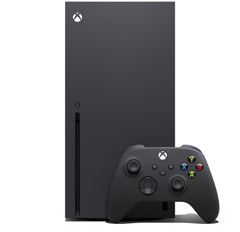 Thumbnail image: Front of the Xbox Series X with Xbox Wireless Controller