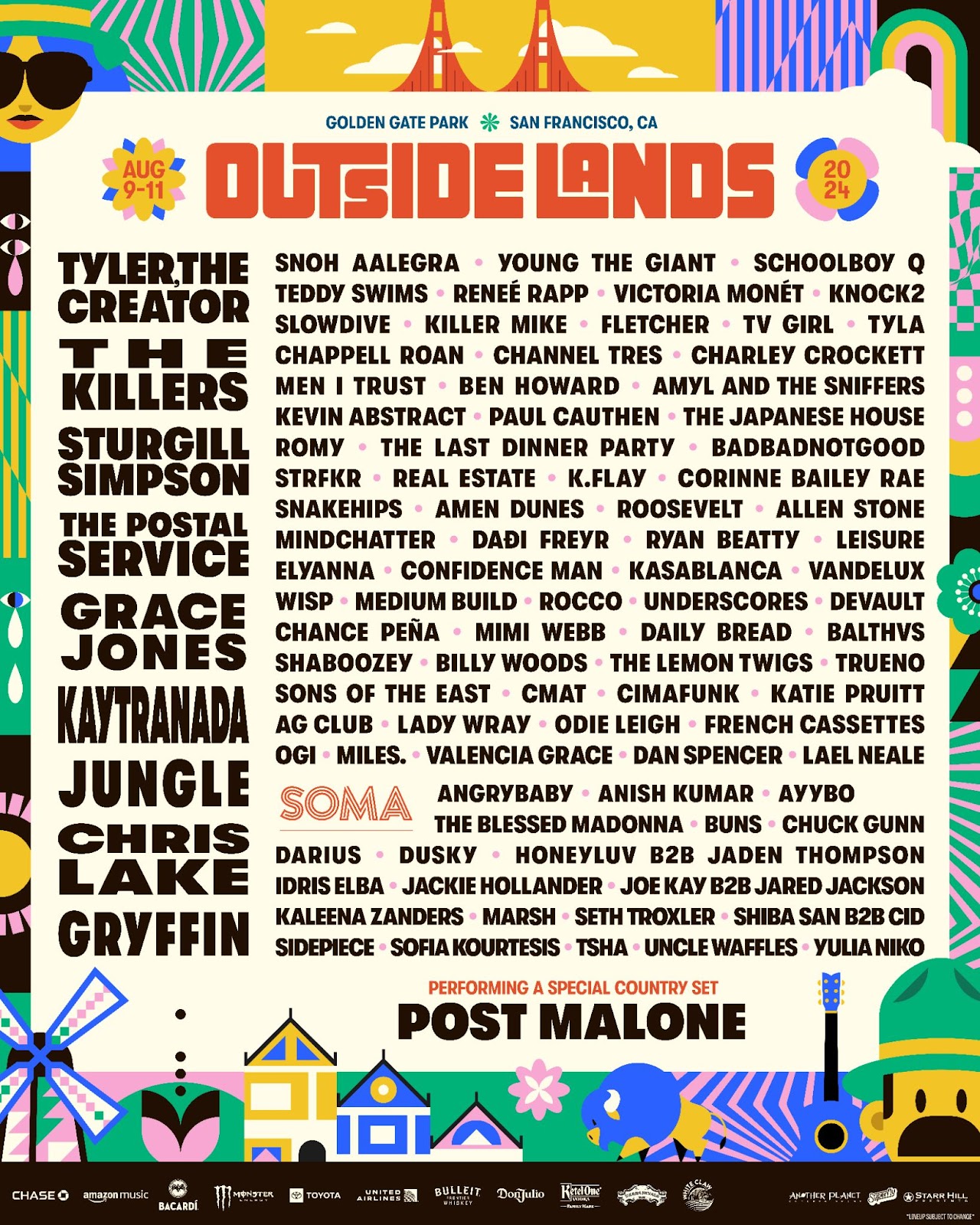 Outside Lands 2024 Lineup Poster