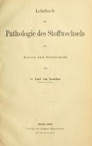 Cover image for Lehrbuch Der Pathologie Des Stoffwechsels