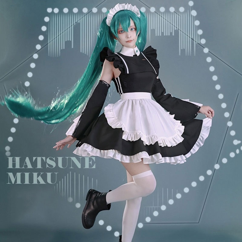 ボーカロイド　初音ミク　メイド服　黒白　ゴシック風　スカート