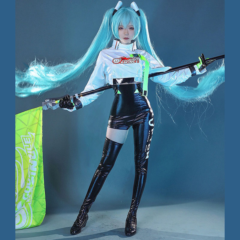 初音 ミク　Miku　レーシングスーツ 舞台衣装　高級布地　ラメラメ　コスチューム　レーサー　かっこいい　