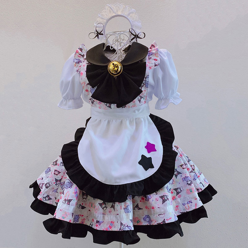 メイド服　ロリータ スカートコスチューム  黒 かわいい　華麗 プリンセス 3点セット