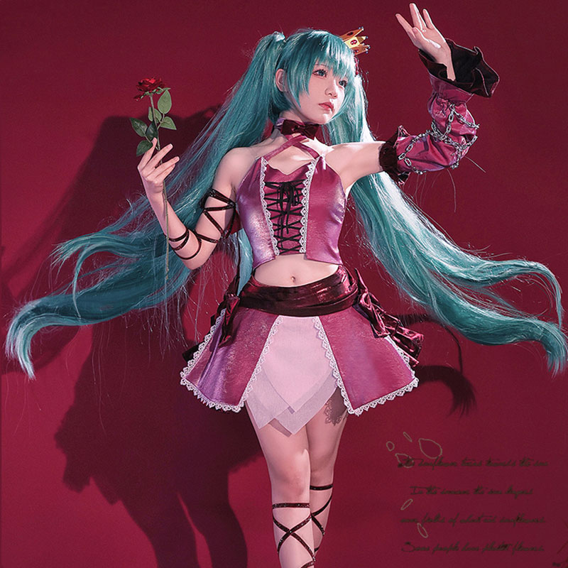 初音ミク シンデレラ ワインドレス ワインレッド　コスプレ　エレガント　豪華　 コスチューム