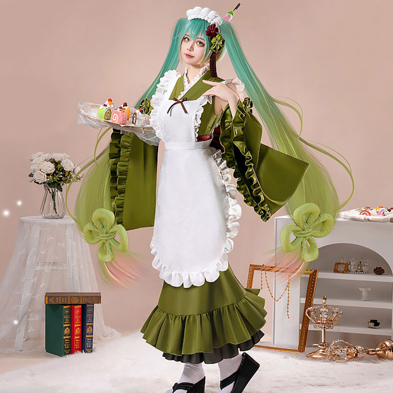 初音ミク　コスプレ衣装　メイド服　和装　着物　抹茶パフェ　変装　かわいい