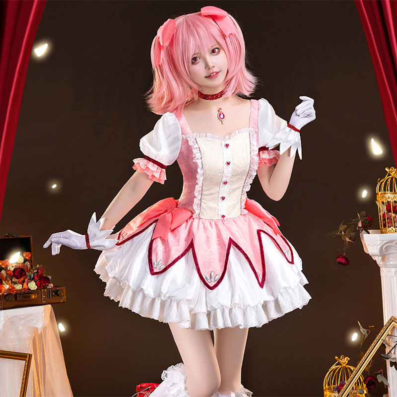 魔法少女まどか☆マギカ　鹿目まどか　コスプレ衣装　変身衣装　ロリータ風　かわいい　ピンク　派手