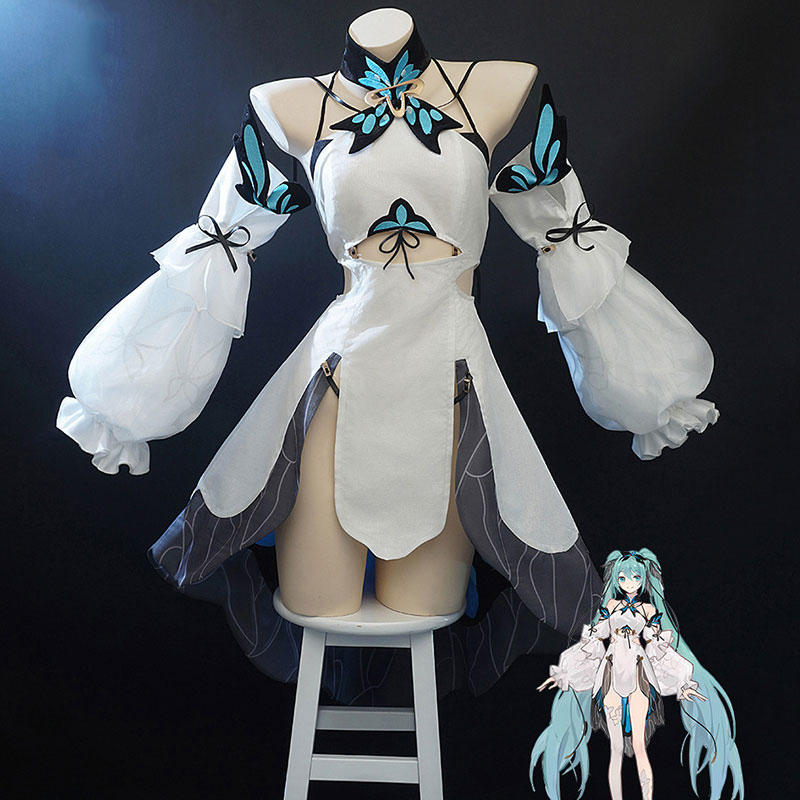 初音ミク　蝶夢　コスプレ衣装　コスチューム　中華風　かわいい　オリジナル　ホワイト