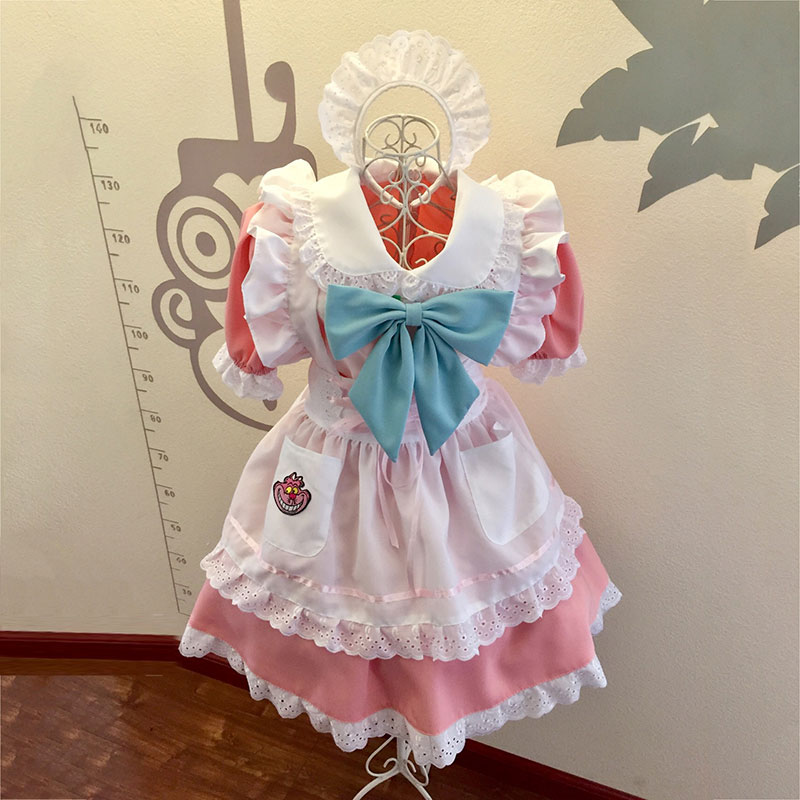 メイド服 薄いピンク 荷葉フリル スカート コスプレ衣装 Lolita アリス•イン•ワンダーランド