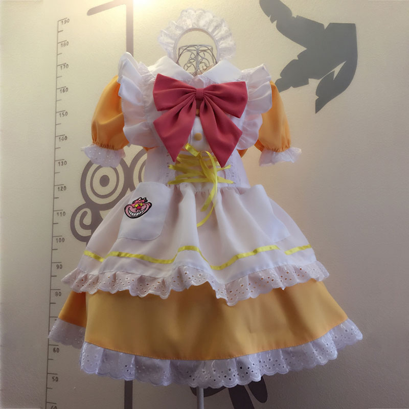 メイド服 黄色 荷葉フリル スカート コスプレ衣装 Lolita アリス•イン•ワンダーランド