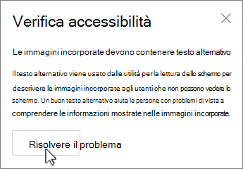 Riquadro Accessibilità di Outlook