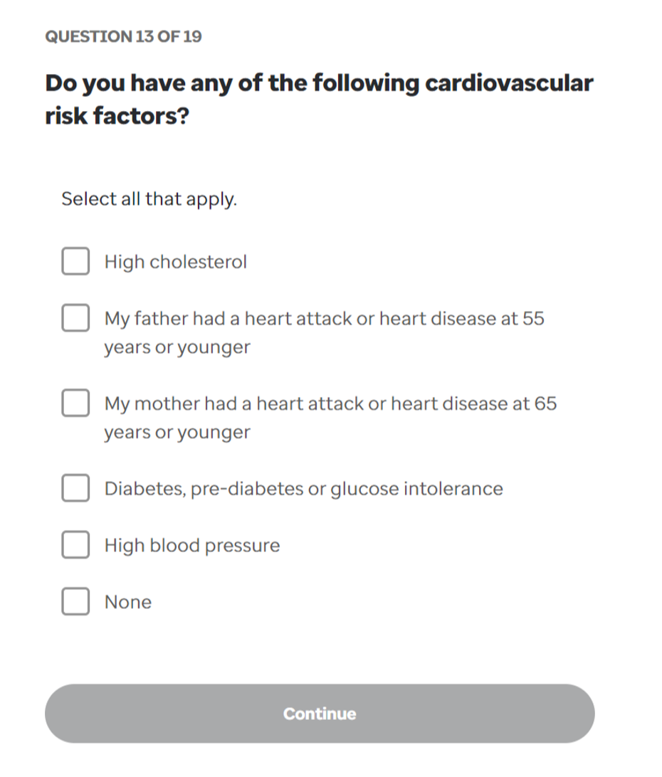 Erectile dysfunction screening question example